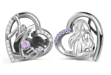 MD charms serce MOM fioletowe kamienie Mama Dziecko | S925