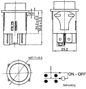 Кнопка переключения автомобиля HIGH 4PIN 27,70 мм