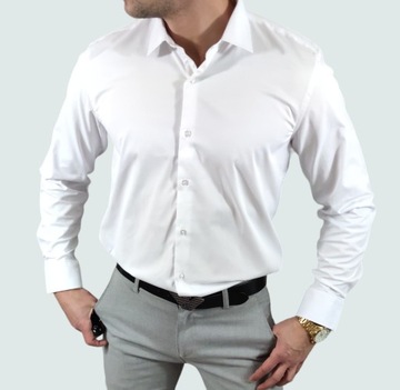 Klasyczna koszula krój regular biała ESP025 - XL