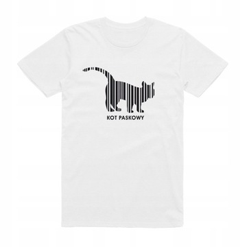 L - T-SHIRT KOSZULKA KOT PASKOWY KRESKOWY PRE