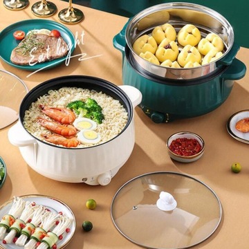 Мини-электрическая рисоварка-кастрюля, с антипригарным покрытием, зеленая, с пароваркой