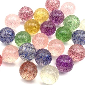 100x PIŁECZKI PIŁKI KULKI KAUCZUKOWE BROKATOWE SKACZĄCE SENSORYCZNE 27mm