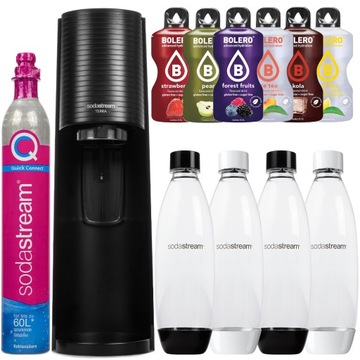 SATURATOR SODA STREAM TERRA SYFON MEGA ZESTAW BUTELKI + SASZETKI Z NAPOJEM