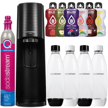 ZESTAW DO WODY SATURATOR SODASTREAM TERRA BLACK 4 BUTELKI + BOLERO