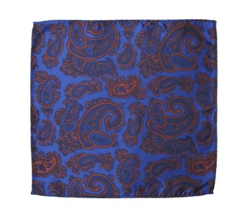 Синий мужской нагрудный платок с узором пейсли