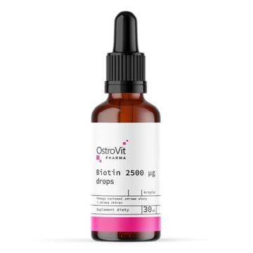 Suplement diety OstroVit Biotyna 2500 µg w kroplach 30 ml biotyna krople