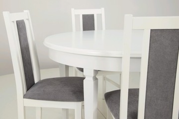 КРУГЛЫЙ СТОЛ с 4 стульями, КОМПЛЕКТ БЕЛАЯ КЛАССИКА