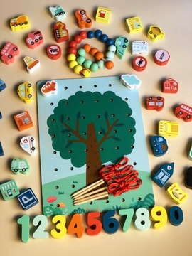 Блоки цифр, деревянные бусины, резьба 897.