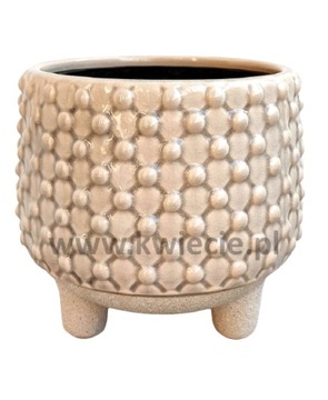 Osłonka CERAMICZNA Doniczka na nóżkach Beż 15 cm