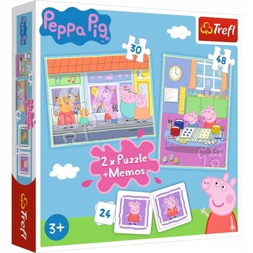 TREFL 2 x PUZZLE ŚWINKA PEPPA + GRA MEMOS MEMORY