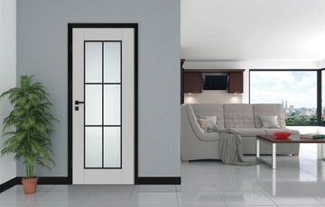 Межкомнатные двери DRE ESTRA, черное стекло лофт