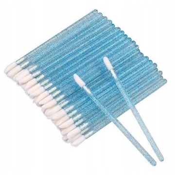 Aplikatory Welurowe Brokat do Rzęs i Ust Niebieskie 50szt.