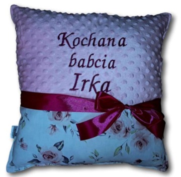 Подушка для бабушки, прабабушки с индивидуальными пожеланиями на день рождения и цветами.