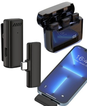 MIKROFON KRAWATOWY BEZPRZEWODOWY IPHONE BLUETOOTH USB C DO TELEFONU ANDROID