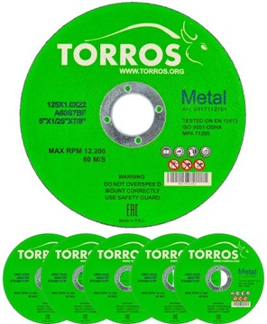 Tarcze do cięcia metalu Torros 125x1,0x22,2 5szt