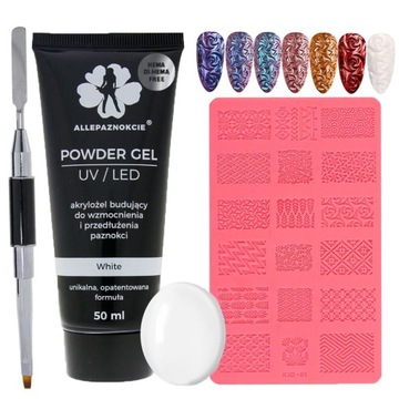 2+1 ZESTAW DO ZDOBIEŃ 3D AKRYLOŻEL 50ml PĘDZELEK + FORMA SILIKONOWA GRATIS