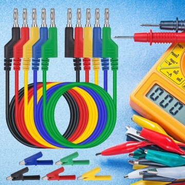 Измерительные провода для мультиметра длиной 1 м, 4 мм, двусторонние + 10 зажимов типа «крокодил»