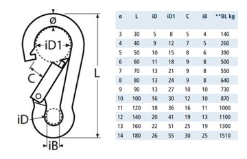 КАРАБИН 8249 INOX A4 14X180