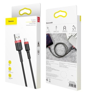 USB-КАБЕЛЬ BASEUS STRONG ДЛЯ LIGHTNING IPHONE IPAD ПЛЕТЕННЫЙ КАБЕЛЬ 2.4A 50см