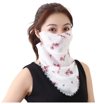 Fashion Face Cover Breathable Anti-Dust Sunscreen Neck Cover Women Chiffon