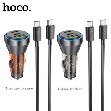 SZYBKA ŁADOWARKA SAMOCHODOWA SZYBKIE ŁADOWANIE 60W 2 x USB-C + USB-A LED