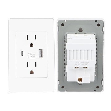 Розетка США, настенная розетка USB Type C.