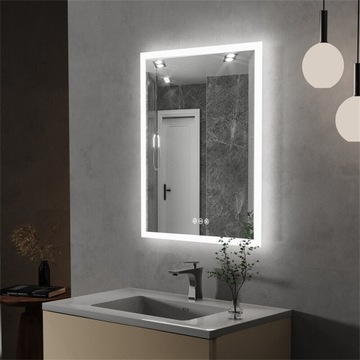 LUSTRO ŁAZIENKOWE LED 40x50cm WŁĄCZNIK DOTYKOWY MOŻLIWOŚĆ PRZYCIEMNIANIA HD