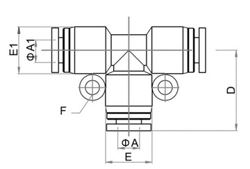 ZŁĄCZKA PNEUMATYCZNA WTYKOWA TRÓJNIK REDUKCYJNY T AUTO 2 x 8 mm 1 x 6 mm