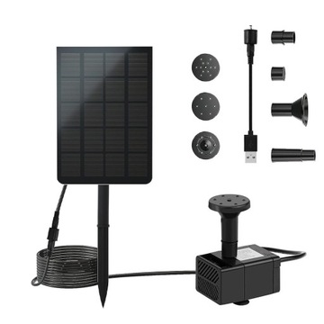 MOCNA FONTANNA SOLARNA OGRODOWA 200L/H POMPA PŁYWAJĄCA DO OCZKA WODNEGO