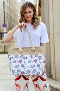 Duża torba damska shopperka pojemna na ramię suwak shopper bag