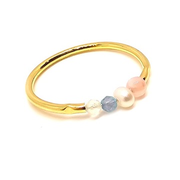 Złoty pierścionek znak zodiaku BLIŹNIĘTA cytryn tanzanit perła złoto 585