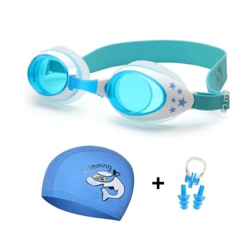 Swimming Caps Anti Fog Glasses Swim Goggles Ear Plug Protect Set Boy Girl