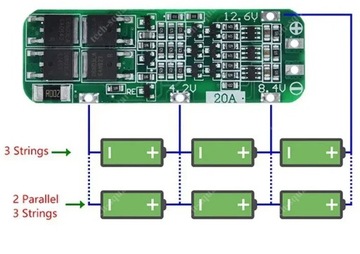 Moduł ładowania płytka pcb 3S 18650 20A 12V REV2.3