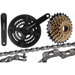 Zestaw SHIMANO korba 42T wolnobieg 7S łańcuch HG40