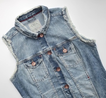 ДЖИНСОВЫЙ ЖИЛЕТ CECIL S 36 С ПОТЕРТАМИ, ВИНТАЖНЫЙ OLDCHOOL, СВОБОДНЫЙ СТИЛЬНЫЙ