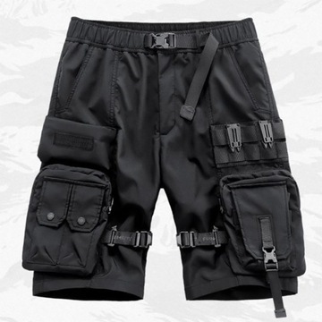 Czarne spodenki cargo męskie Techwear Streetwear