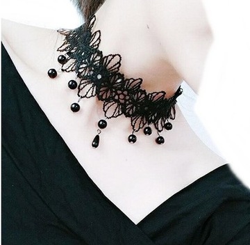 CHOKER CZARNY NASZYJNIK WINTAGE VINTAGE S 168
