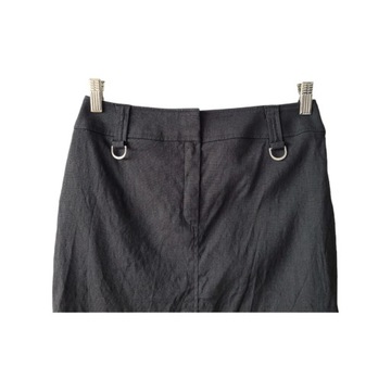 Czarna lniana spódnica ołówkowa S 70% len klasyczna casual podszewka