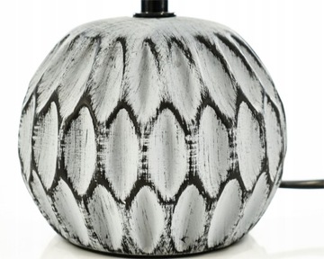 КЕРАМИЧЕСКАЯ НАСТОЛЬНАЯ ЛАМПА, СЕРАЯ, СТИЛЬ БОХО, 26 СМ