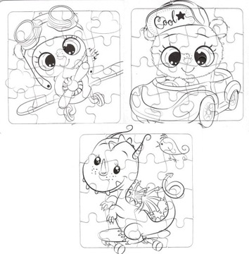 PUZZLE DO KOLOROWANIA KOLOROWANKA MALOWANKA x 3