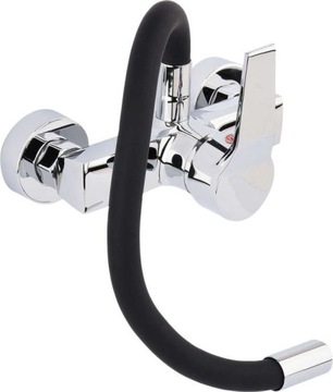 НАСТЕННЫЙ КУХОННЫЙ смеситель, ЧЕРНЫЙ ГИБКИЙ ИЗЛИК