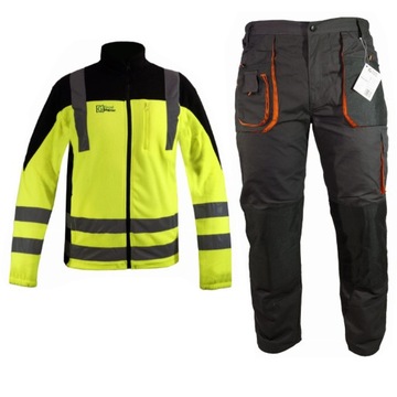 KOMPLET UBRAŃ ROBOCZYCH SPODNIE + POLAR ODBLASK 2L