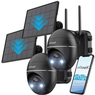 Venkovní Ip WiFi kamera 5MPx Otočná 4x Zoom Solární bezdrátová 2ks