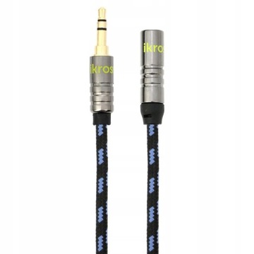 Kabel przedłużacz audio jack 3,5 Męski do jack 3,5 Żeński IKROSS 3m oplot