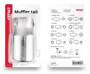 Насадка глушителя, крышка выхлопной системы глушителя, хром, нержавеющая сталь MT 007