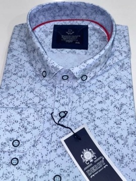 KOSZULA MĘSKA DERBY błekit we wzór długi rękaw regular 8034 rozm. 3XL 47/48