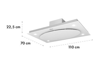 OKAP KUCHENNY SUFITOWY KLARSTEIN 220W DOTYKOWY SZKŁO LED BIAŁY