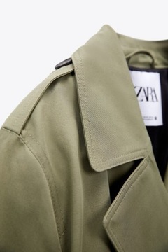 ZARA KLASYCZNY PŁASZCZ TRENCZ KHAKI WIOSNA XS/S