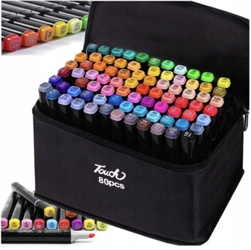 MARKERY DWUSTRONNE ALKOHOLOWE ZESTAW 80 SZT + ETUI