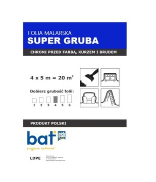 Plandeka folia malarska 4x 5m super gruba Bat